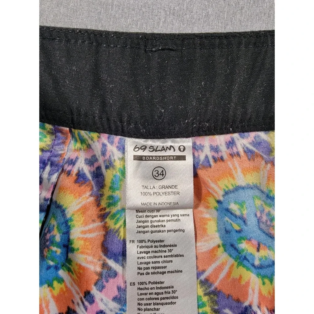 69 Slam Board‎ Shorts 34x8 70's Peace Sign, Hippie, Swim, Beach, Surf, Pool